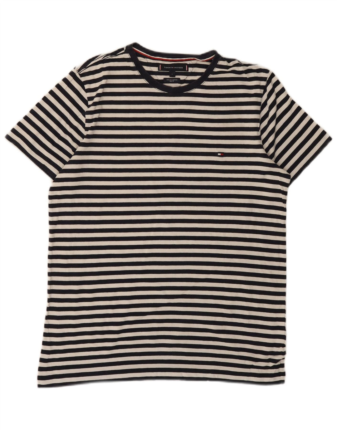 TOMMY HILFIGER Camiseta ajustada para mujer Top UK 44 Grande Negro Rayas