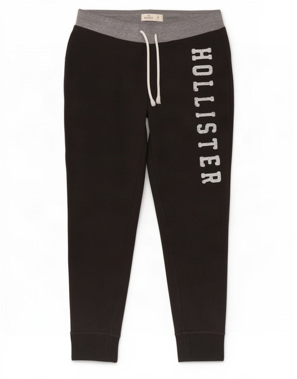 Hollister Mujer Graphic Crop Chándal Pantalones Joggers UK 44 Mediano Negro