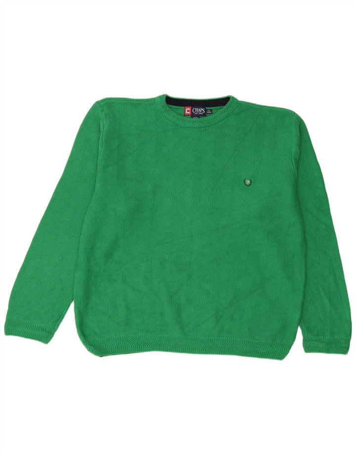 Chaps Hombre Cuello Redondo Jersey Jersey XL Verde Espiga Algodón