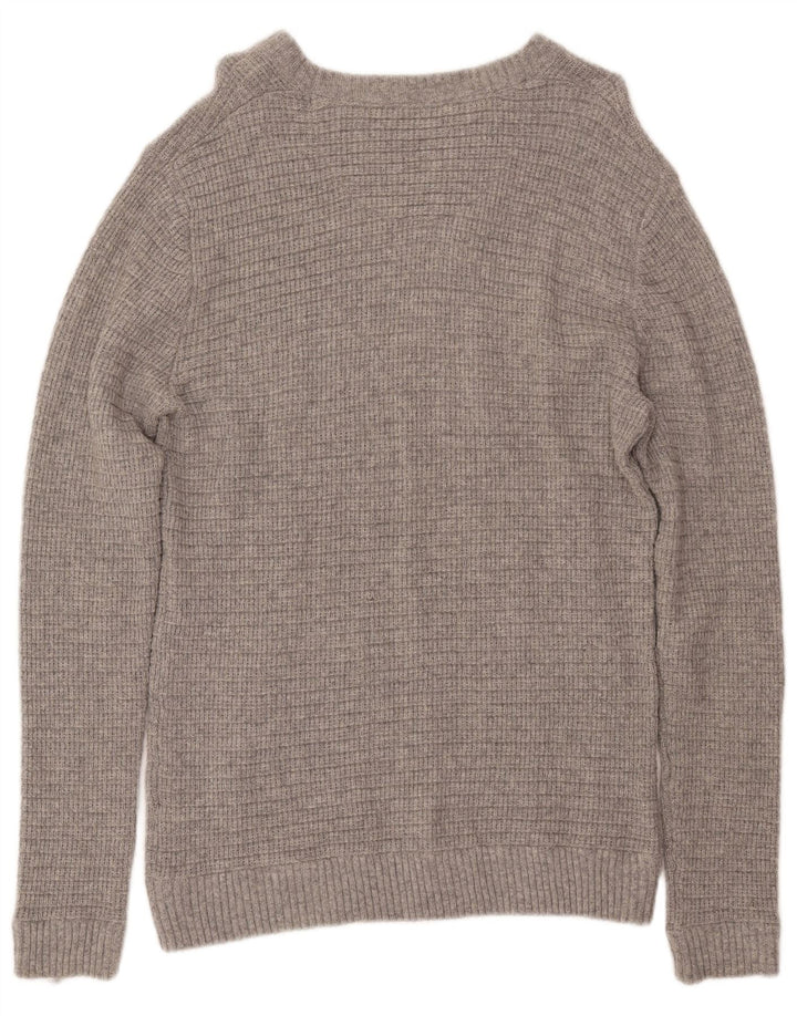 Crew Clothing Jersey de cuello redondo para hombre, suéter grande de lana gris