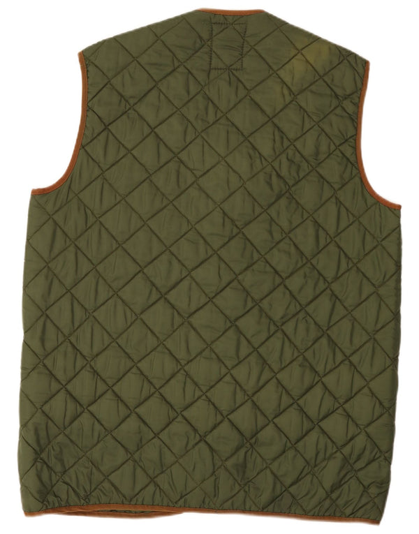 Vintage hombres acolchado Gilet Reino Unido 40 verde grande