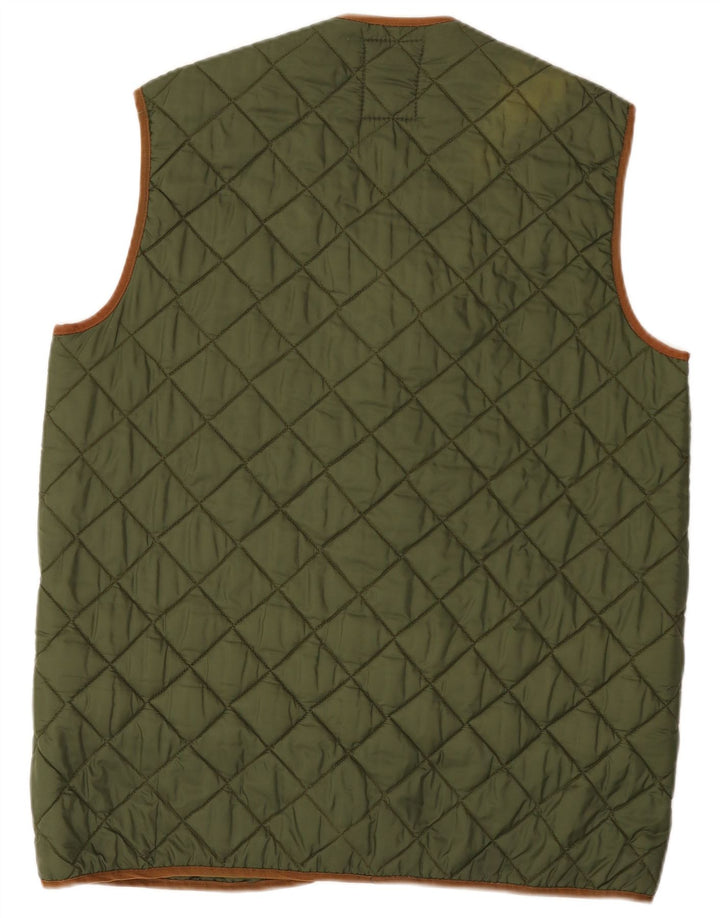 Vintage hombres acolchado Gilet Reino Unido 40 verde grande