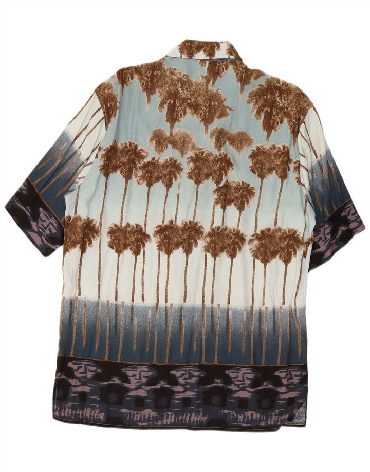 MCKAY Camisa hawaiana de manga corta para hombre talla 39/40 azul mediano
