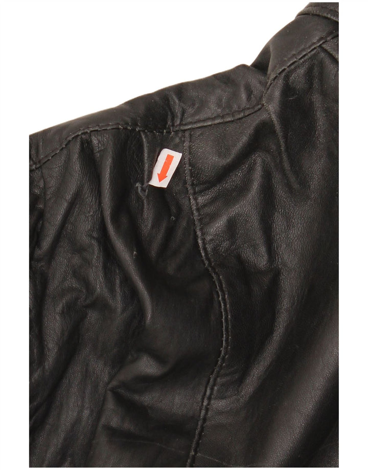 Vintage mujer chaqueta de cuero Reino Unido 20 2XL cuero negro