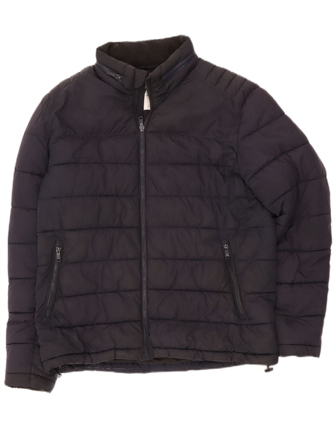 Zara Hombre Chaqueta Acolchada UK 40 Grande Poliéster Azul Marino