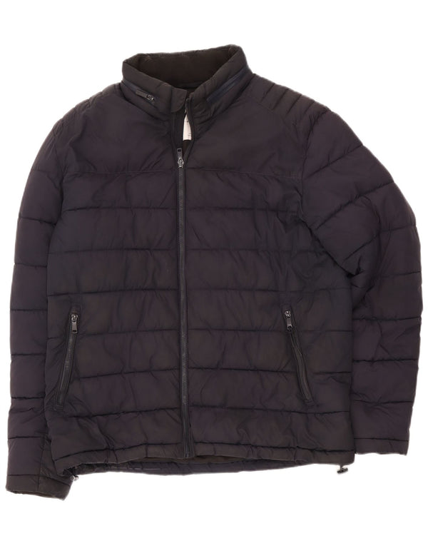 Zara Hombre Chaqueta Acolchada UK 40 Grande Poliéster Azul Marino