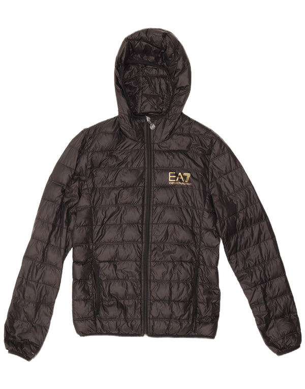 Emporio Armani Chaqueta acolchada con capucha para mujer UK 6 XS Poliamida negra