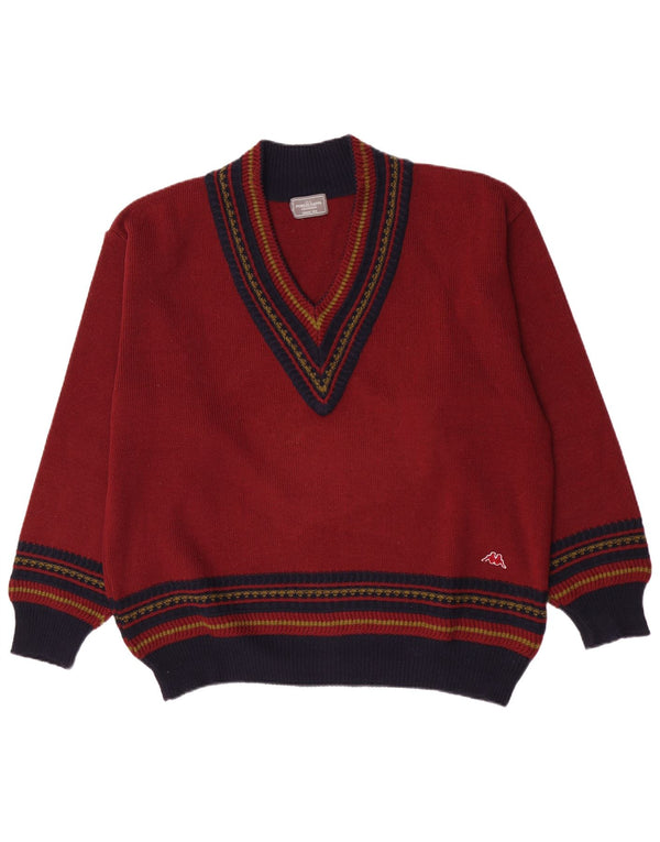 Kappa Jersey con Cuello en V para Hombre XL Borgoña Lana Colorblock