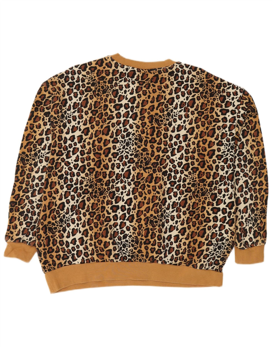 ADIDAS Sudadera extragrande para mujer, talla 8, talla pequeña, color beige, estampado animal