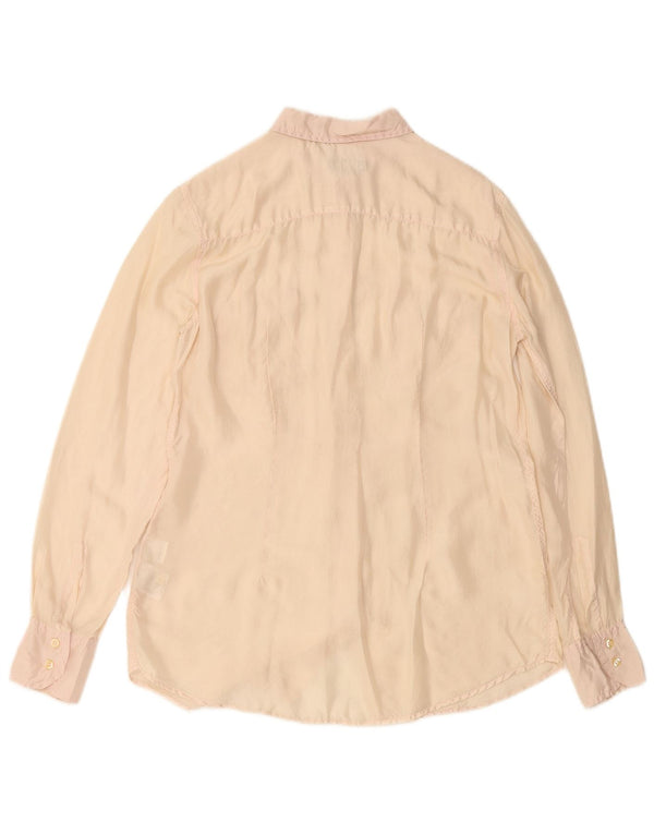 FRED PERRY Blusa camisera para mujer UK 40 Grande Seda Beige