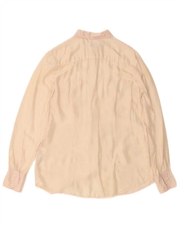 FRED PERRY Blusa camisera para mujer UK 40 Grande Seda Beige