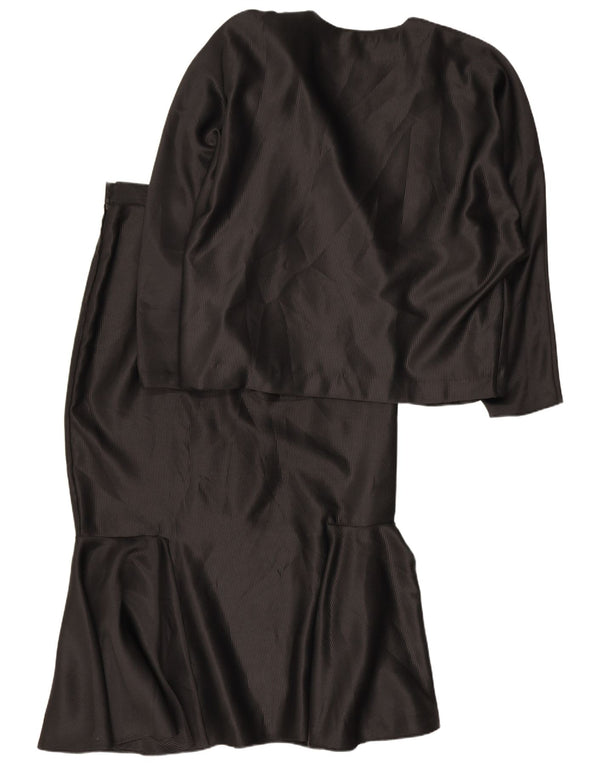 Vintage mujer oversize falda de 2 piezas conjunto IT 46 grande W28 negro a rayas