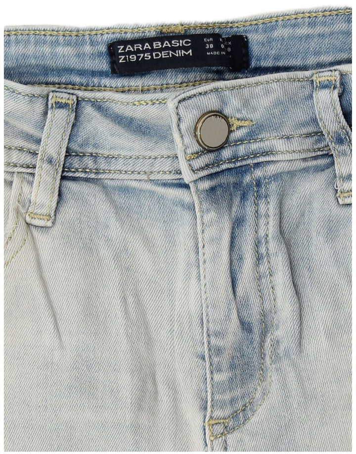 Zara Pantalones cortos de mezclilla desgastados para mujer EU 38 Small W28 Azul