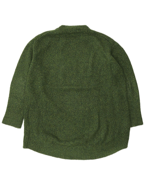Zara Mujer Suéter De Cuello Redondo De Gran Tamaño UK 10 Small Acrílico Verde