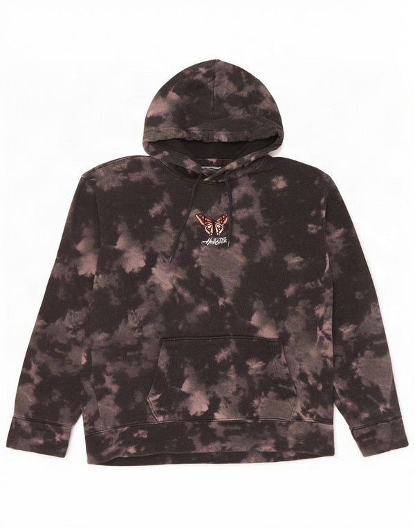 Hollister Sudadera con capucha gráfica para mujer UK 46 Large Black Tie Dye