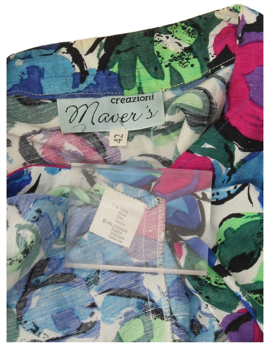 Vintage mujer crop camisa blusa IT 42 medio multicolor floral