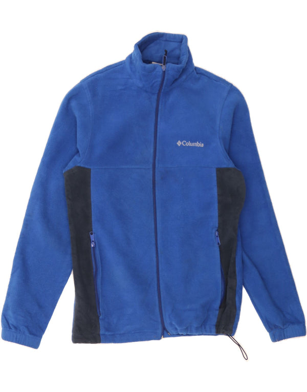 COLUMBIA Mens Fleece Jacket UK 36 Small Navy Blue Colourblock Polyester