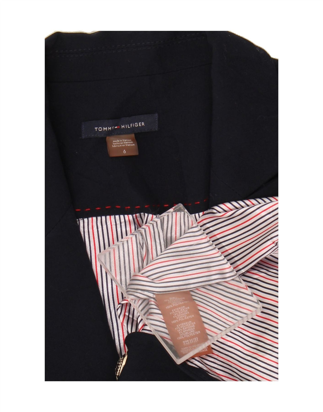 TOMMY HILFIGER Womens 1 Button Blazer Jacket US 6 Medium Navy Blue Vintage Tommy Hilfiger and Second-Hand Tommy Hilfiger from Messina Hembry 