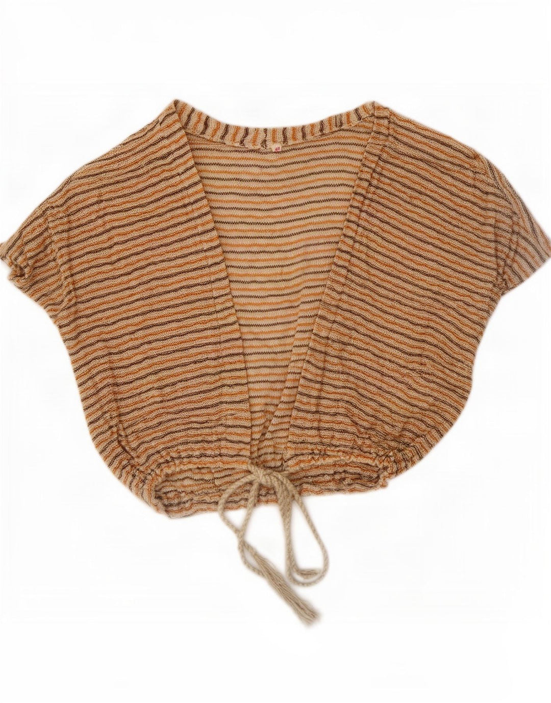 Vintage mujer crop cardigan top EU 40 medio beige rayas