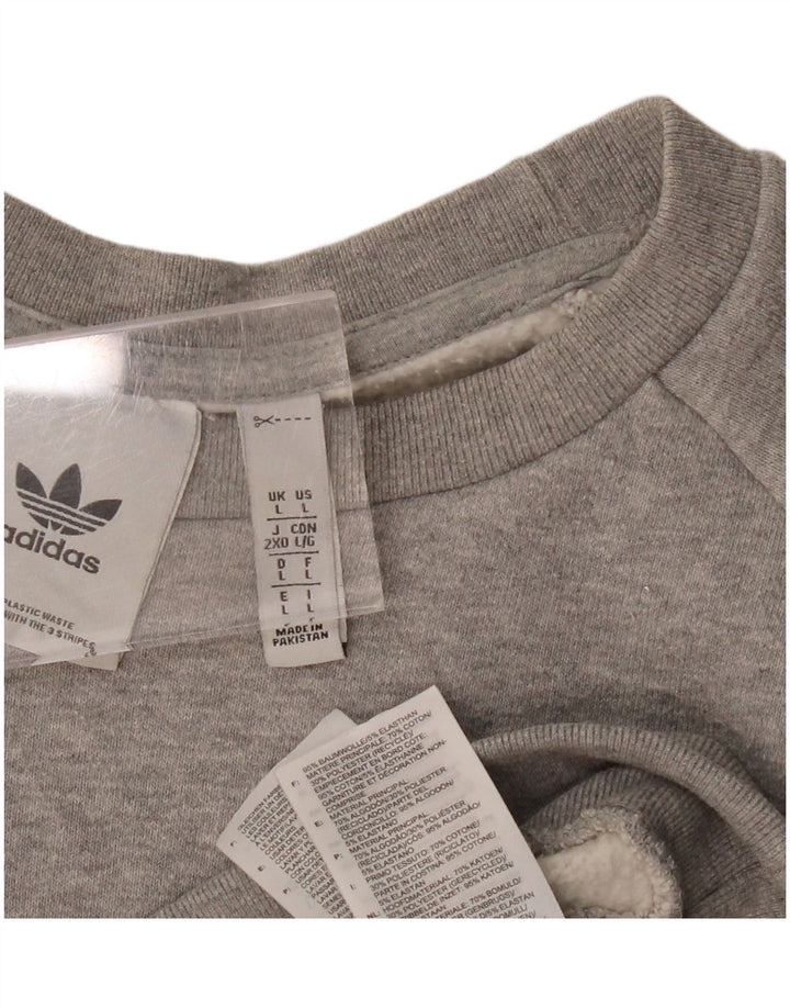 ADIDAS Hombre Sudadera Jumper Grande Gris Moteado Algodón