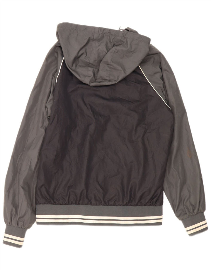 Fila Chaqueta impermeable con capucha para hombre, poliéster color block, talla pequeña, color negro