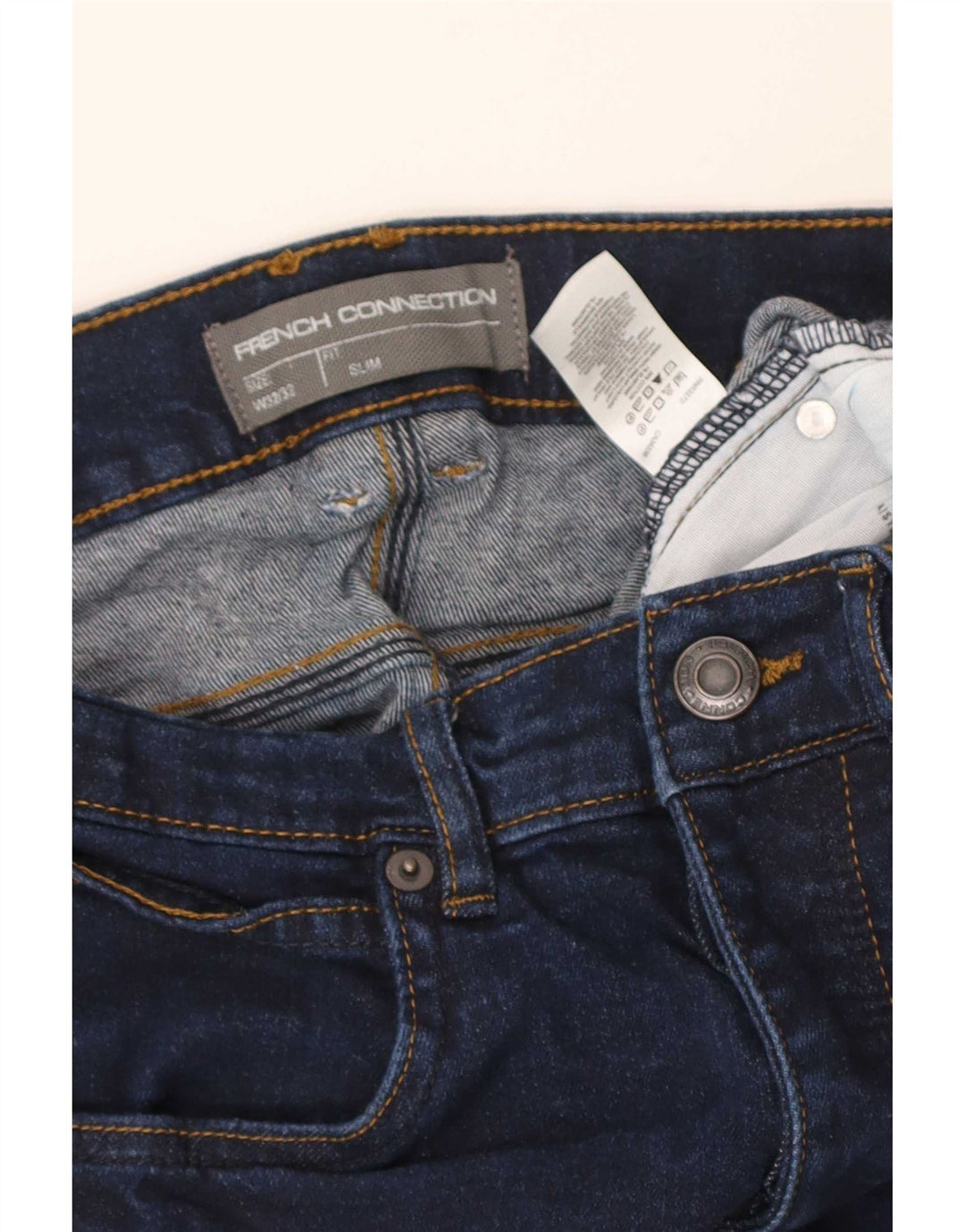 French Connection Vaqueros ajustados para hombre W32 L24 Algodón azul marino