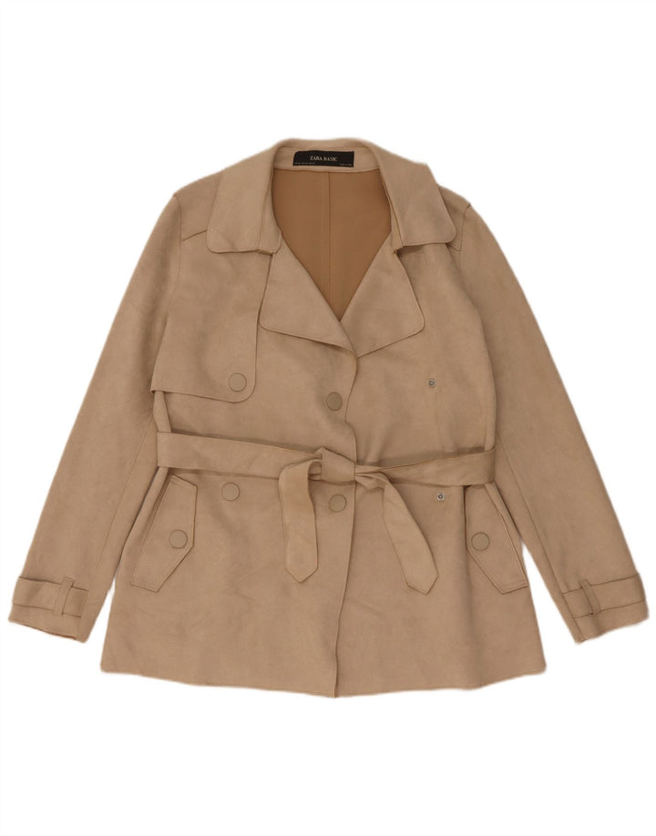 Zara Mujer Gabardina UK 6 XS Beige Poliéster