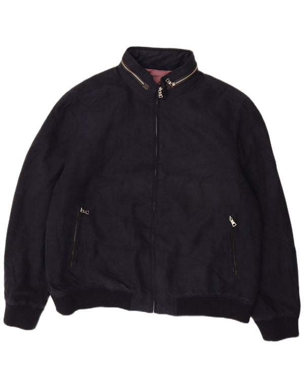 Vintage hombres bomber chaqueta Reino Unido 44 2XL azul marino