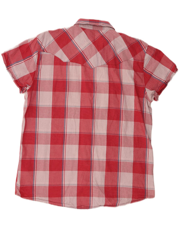 WRANGLER Camisa de Manga Corta Regular Fit para Hombre 3XL Algodón a Cuadros Rosa