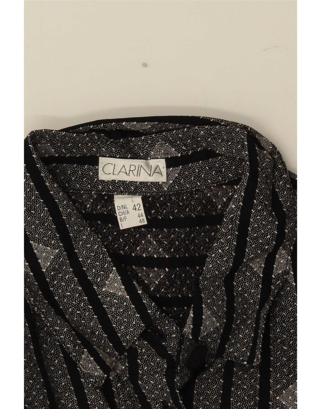 Vintage mujer camisa Reino Unido 16 grande negro rayas