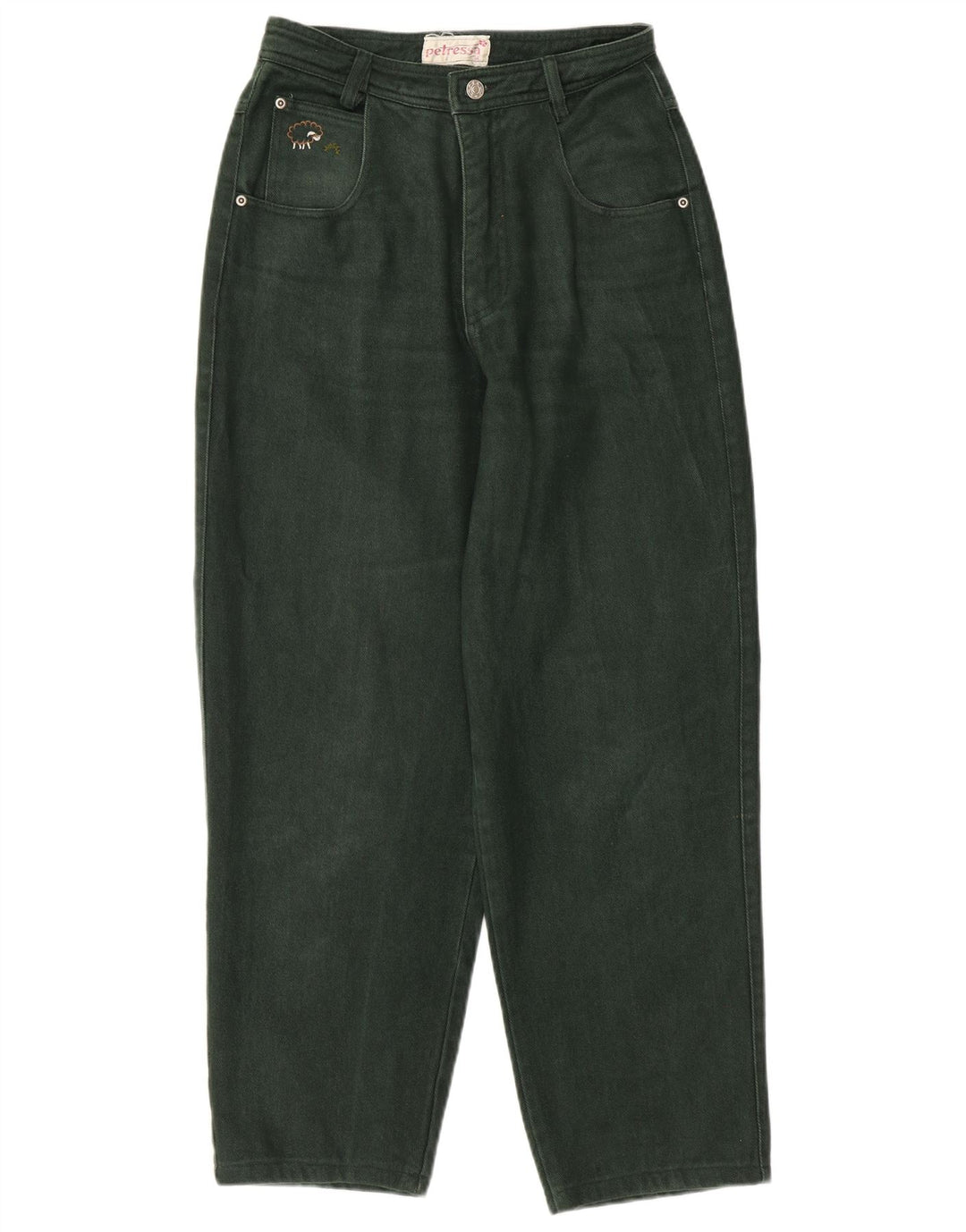 PETRESSA Vaqueros cónicos de cintura alta para mujer EU 36 Small W26 L26 Algodón verde