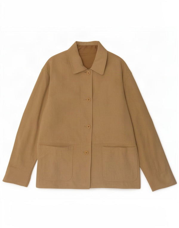 Vintage mujer 4 botones ante Blazer chaqueta Reino Unido 14 beige medio
