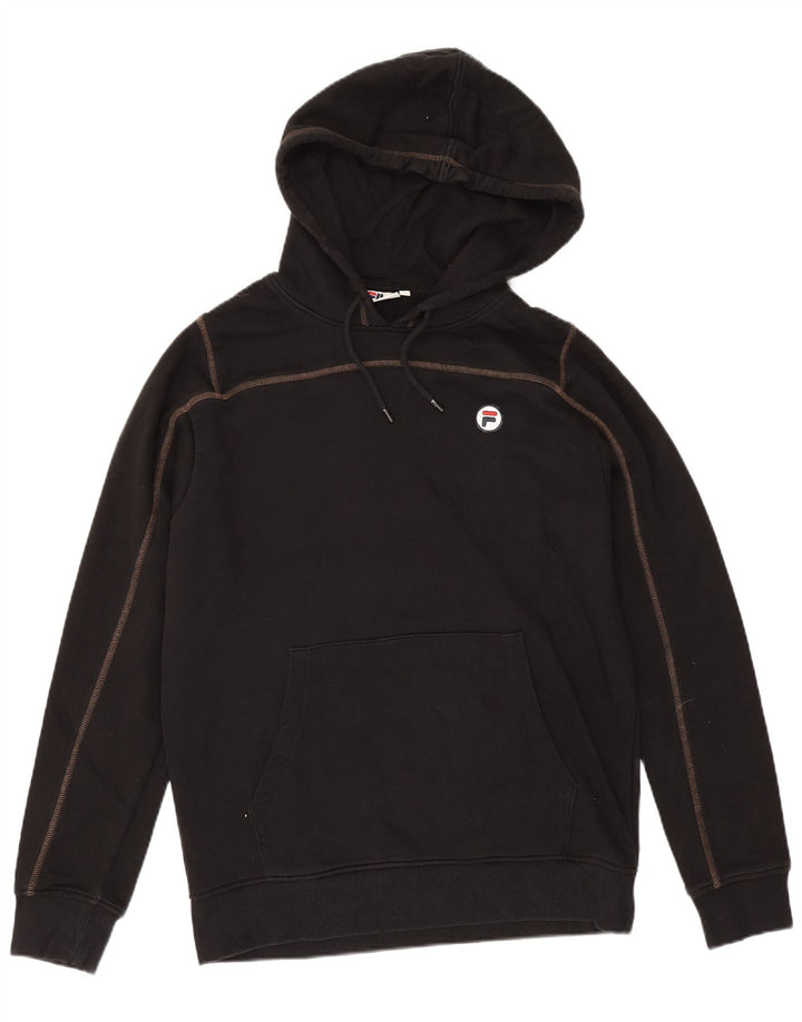 Fila Hombre Sudadera Con Capucha Jumper Grande Algodón Negro