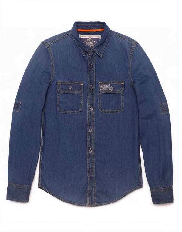 Superdry Camisa Vaquera De Algodón Azul Pequeño Para Hombre