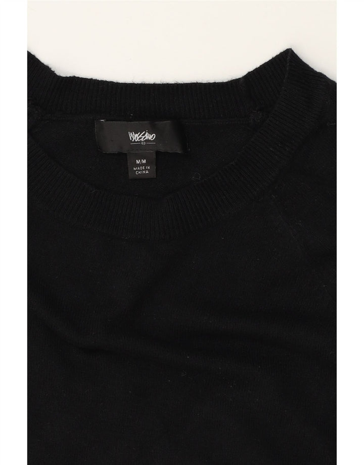MASSIMO DUTTI Womens Boat Neck Jumper Sweater UK 12 Medium Black Nylon Vintage Massimo Dutti and Second-Hand Massimo Dutti from Messina Hembry 