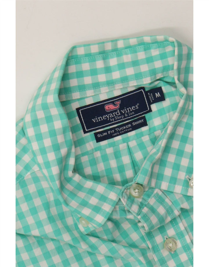 VINEYARD VINES Camisa ajustada para hombre de algodón a cuadros color turquesa medio
