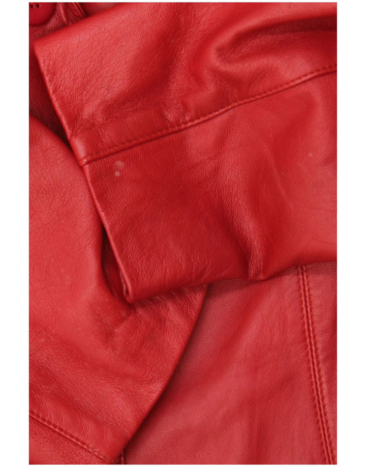 Vintage mujer 3 botones cuero Blazer chaqueta IT 46 cuero rojo grande