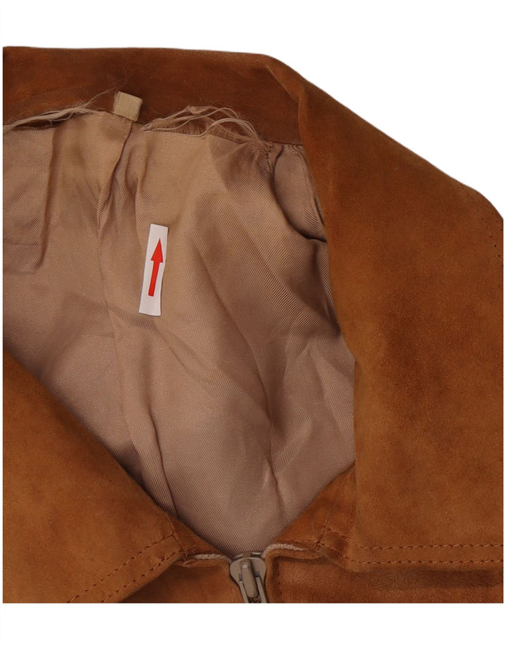 Vintage hombres ante bomber chaqueta Reino Unido 38 marrón medio