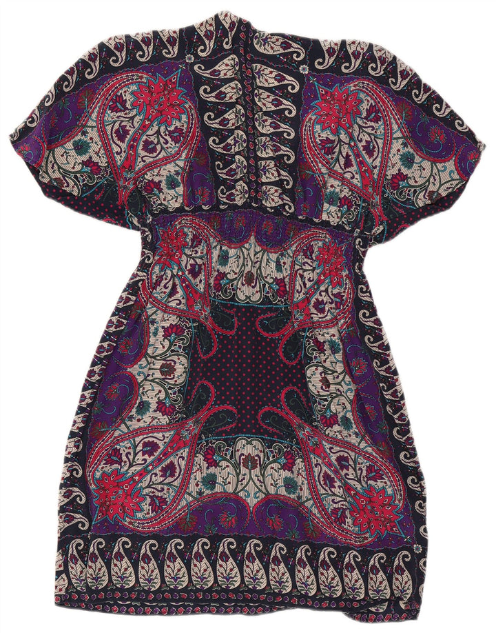 Warehouse Vestido Kaftan para Mujer UK 40 Mediano Seda Paisley Multicolor