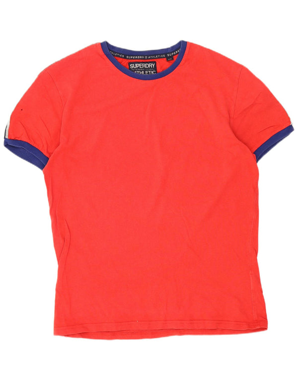 Superdry Mens Graphic T-Shirt Top Large Red Colourblock Cotton