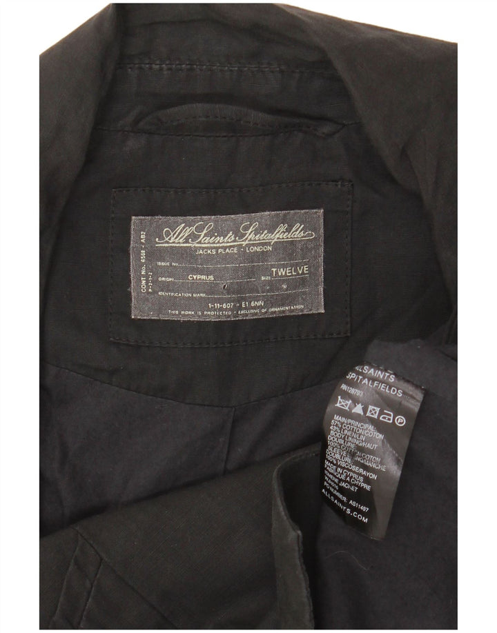 All Saints Chaqueta tipo blazer corta con 3 botones para mujer UK 40 Mediana Algodón negro