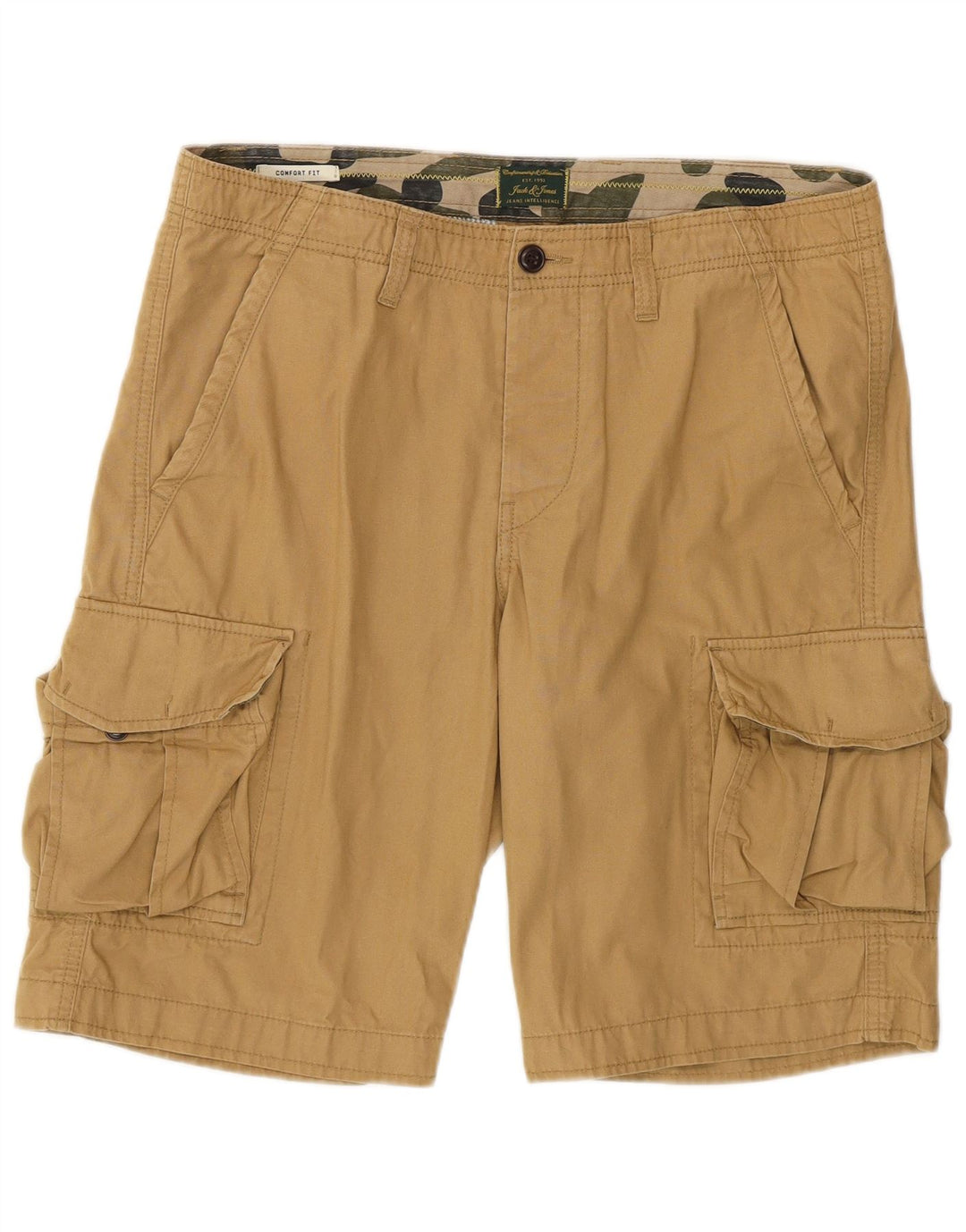 Jack & Jones Mens Comfort Fit Cargo Shorts Medium W32 Algodón Beige
