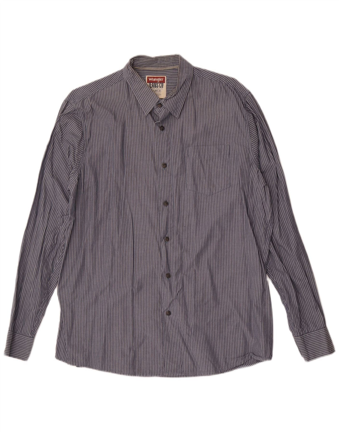 Wrangler Camisa para hombre grande de algodón con rayas diplomáticas en azul marino