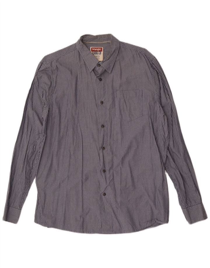 Wrangler Camisa para hombre grande de algodón con rayas diplomáticas en azul marino