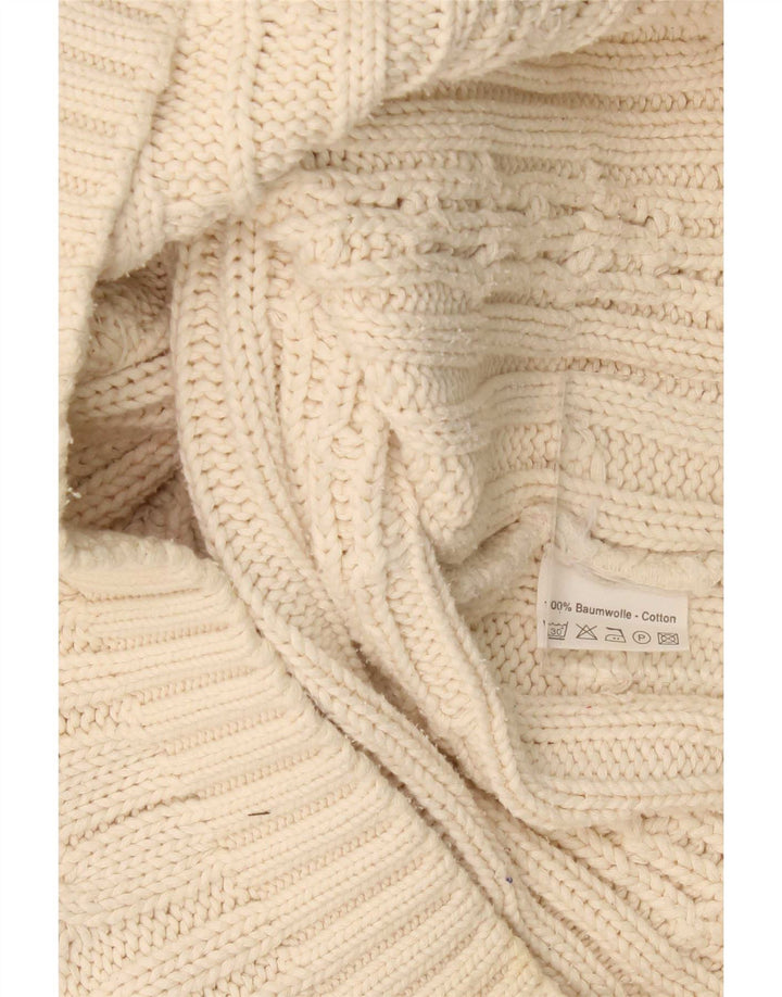 Vintage hombres rollo cuello jersey suéter grande algodón beige