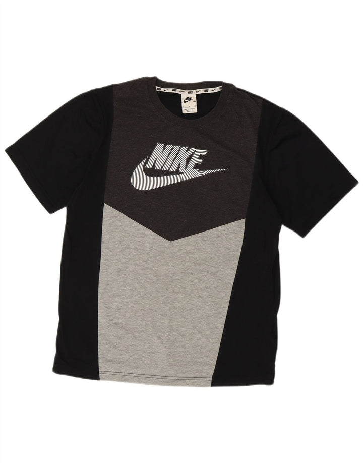 Nike Camiseta gráfica para hombre Top mediano negro de algodón con bloques de color