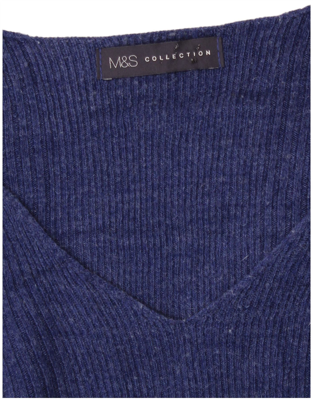 Marks & Spencer Jersey con Cuello en V para Mujer UK 44 Medio Azul Moteado