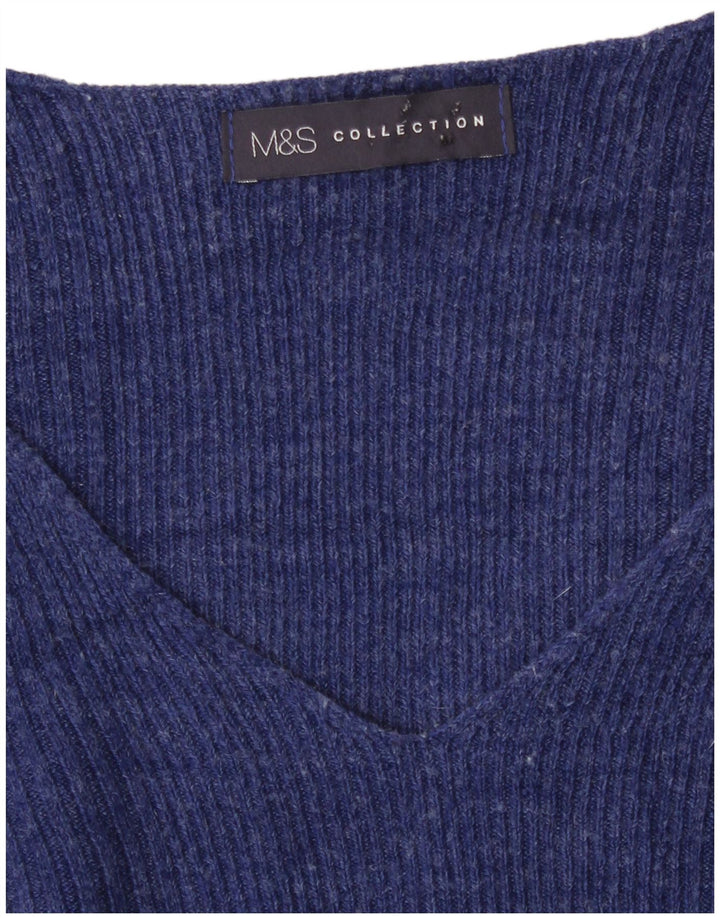 Marks & Spencer Jersey con Cuello en V para Mujer UK 44 Medio Azul Moteado