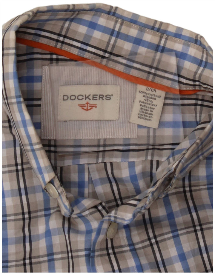 DOCKERS Camisa Manga Corta Hombre Algodón A Cuadros Azul Pequeño