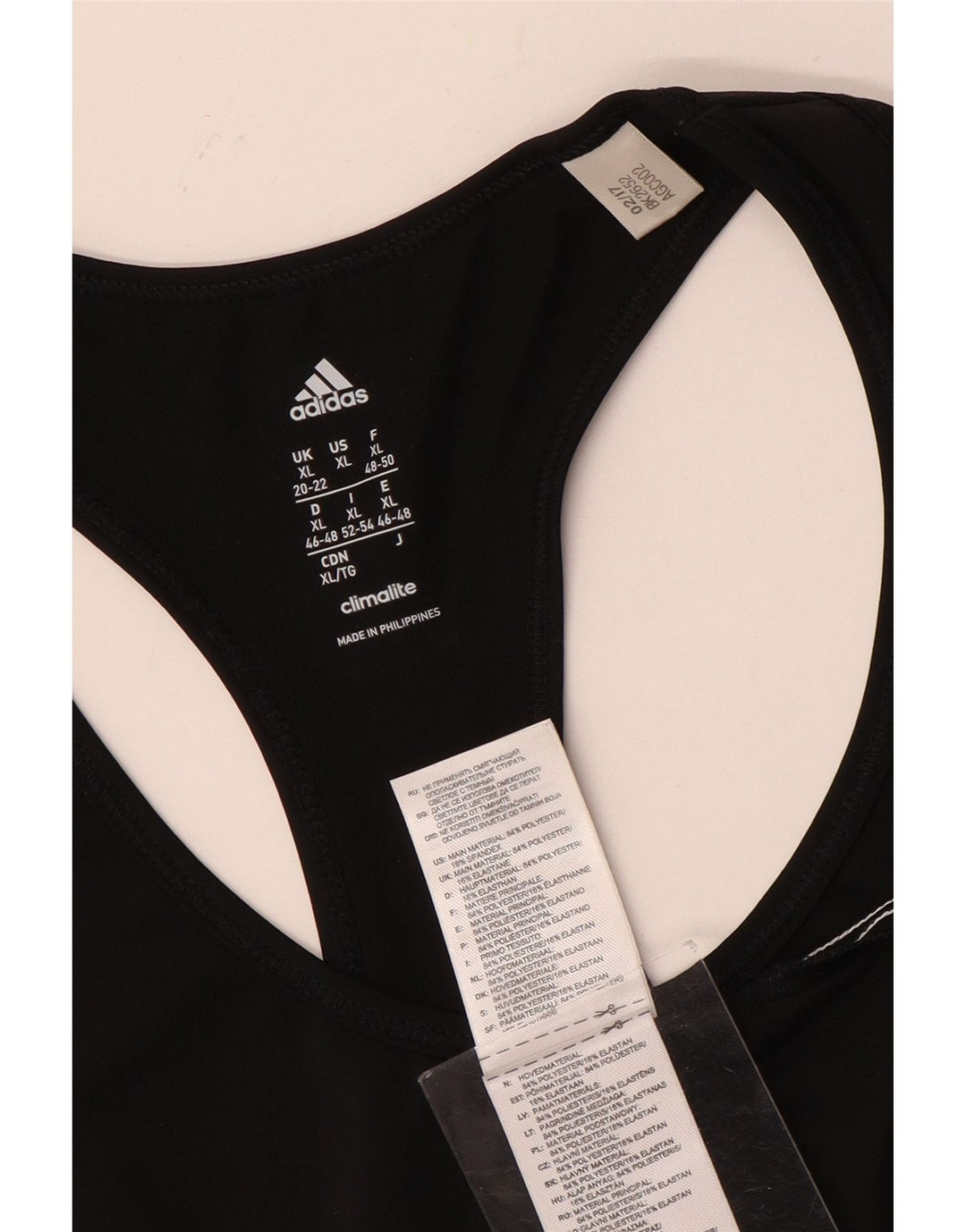 ADIDAS Mujer Climalite Chaleco Top UK 20/22 XL Negro Poliéster